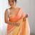 Peach peach embellished  chiffon sarees