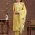 floral yoke design thread work notch neck straight kurta with trousers & dupatta