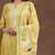 floral yoke design thread work notch neck straight kurta with trousers & dupatta
