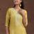 floral yoke design thread work notch neck straight kurta with trousers & dupatta
