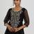 black floral yoke design sequinned kurta with trouser & dupatta