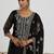 black floral yoke design sequinned kurta with trouser & dupatta