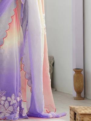 Multicolor multi embellished  chiffon sarees 4