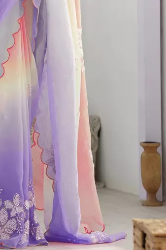Multicolor multi embellished  chiffon sarees