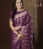 Purple woven design zari kanjeevaram saree