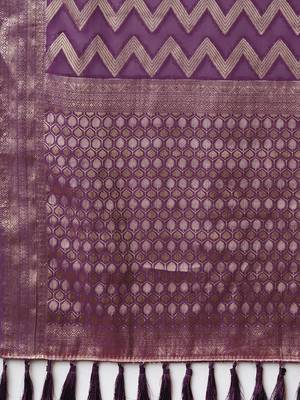 Purple woven design zari kanjeevaram saree 5