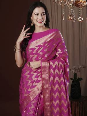 Pink woven design zari  kanjeevaram saree 1