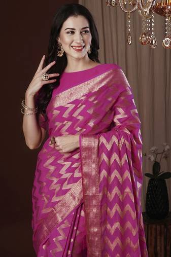 Pink woven design zari  kanjeevaram saree