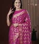 Pink woven design zari  kanjeevaram saree