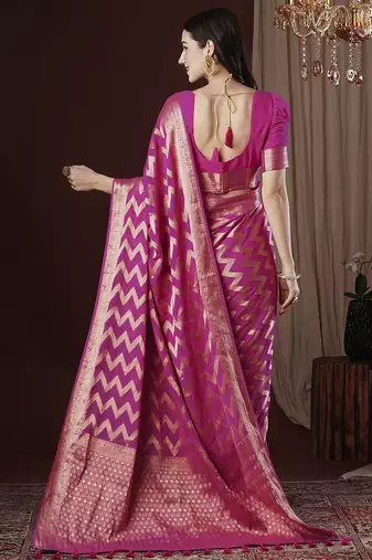Pink woven design zari  kanjeevaram saree