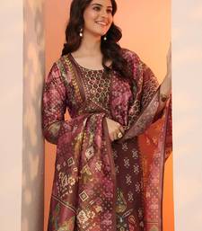 women ethnic motifs printed kurta with trousers & dupatta
