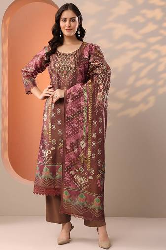 women ethnic motifs printed kurta with trousers & dupatta