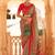 Red ethnic motifs printed zari ikat saree