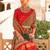 Red ethnic motifs printed zari ikat saree