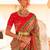 Red ethnic motifs printed zari ikat saree