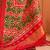 Red ethnic motifs printed zari ikat saree