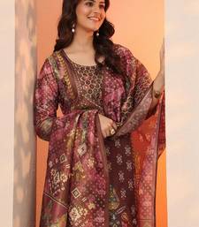 women ethnic motifs printed regular kurta with trousers & with dupatta