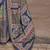 Blue ajrak printed block banarasi saree