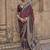 Maroon ajrak block printed banarasi saree