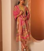 women ethnic motifs printed regular kurta with trousers & with dupatta