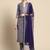 women striped regular thread work kurta with trousers & with dupatta