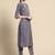 women striped regular thread work kurta with trousers & with dupatta