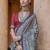 Blue ajrak printed banarasi saree