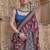Maroon ajrak block silk blend banarasi saree