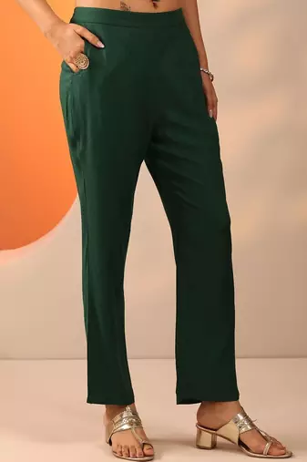 women ethnic motifs regular thread work kurta with trousers