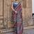 Maroon ajrak block silk blend banarasi saree