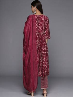 women floral printed empire kurta with trousers & with dupatta 3