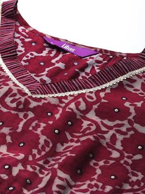 women floral printed empire kurta with trousers & with dupatta 5