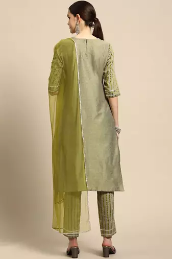 women yoke design regular kurta with trousers & with dupatta