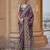 Purple ajrak block printed banarasi saree