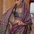Purple ajrak block printed banarasi saree