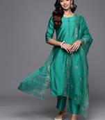 straight kurta with trousers & dupatta