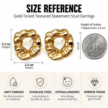 Gold-toned open heart stud earrings, anti-tarnish jewellery 3