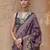 Purple ajrak block printed banarasi saree