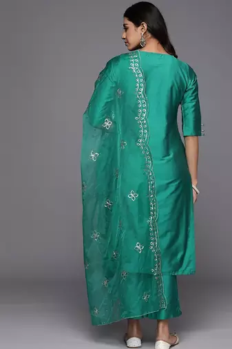 straight kurta with trousers & dupatta