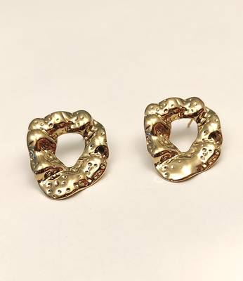 Gold-toned open heart stud earrings, anti-tarnish jewellery 4
