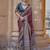 Maroon ajrak block silk blend banarasi saree