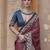 Maroon ajrak block silk blend banarasi saree