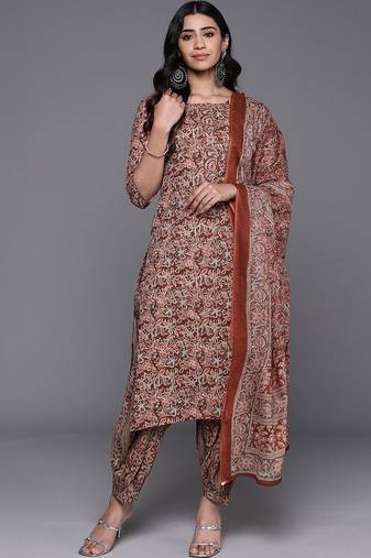 women floral printed regular kurta with patiala & with dupatta