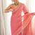 Pink embellished embroidered silk blend designer saree