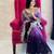 Purple purple & gold-tones floral embroidered saree