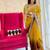 Gold gold-toned & brown floral embroidered designer saree