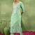 women ethnic motifs yoke design regular kurta with trousers & with dupatta