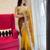 Gold gold-toned & brown floral embroidered designer saree