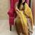 Gold gold-toned & brown floral embroidered designer saree