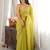 Lime embellished sequinned silk blend designer saree